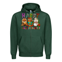Sports Green Happy hallothankmas coffee cups Zipper Hoodie - FaDigitalArtStudio