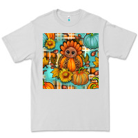 Dove Grey thanksgiving turkey with tartan seamless pattern bbs Premium Tee - BundleAndBundleShop