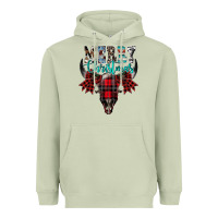 Matcha merry christmas bull skull Heavyweight Hoodie - CowhideDigitalArt