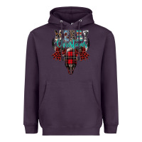 Plum merry christmas bull skull Heavyweight Hoodie - CowhideDigitalArt