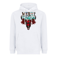 White merry christmas bull skull Heavyweight Hoodie - CowhideDigitalArt