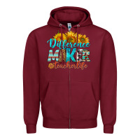 Burgundy difference maker teacher life Zipper Hoodie - BundleAndBundleShop