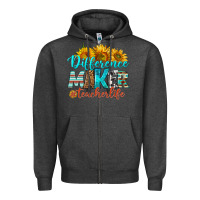 Charcoal Heather difference maker teacher life Zipper Hoodie - BundleAndBundleShop