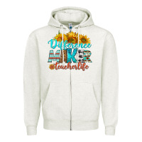 Oatmeal Heather difference maker teacher life Zipper Hoodie - BundleAndBundleShop