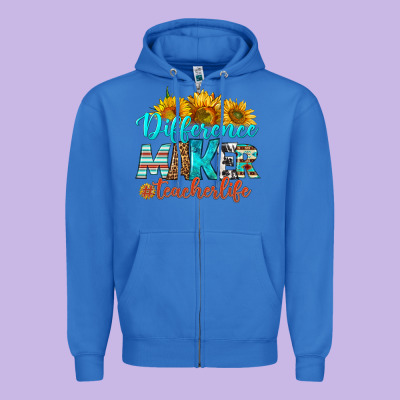 Difference Maker Teacher Life Zipper Hoodie Designed By Bundleandbundleshop