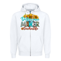 White difference maker teacher life Zipper Hoodie - BundleAndBundleShop