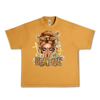 Peanut Butter Blonde Hair Believe Praying Caucasian Messy Bun Urban Heavy Tee - texasbilliewilder