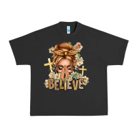 Pigment Black Blonde Hair Believe Praying Caucasian Messy Bun Urban Heavy Tee - texasbilliewilder