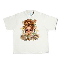 Pistachio Blonde Hair Believe Praying Caucasian Messy Bun Urban Heavy Tee - texasbilliewilder