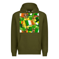Army Green Ireland flag with St. Patrick's Day  digital paper Premium Hoodie - BundleAndBundleShop