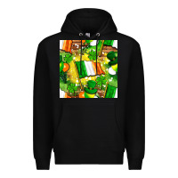 Black Ireland flag with St. Patrick's Day  digital paper Premium Hoodie - BundleAndBundleShop