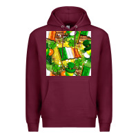 Burgundy Ireland flag with St. Patrick's Day  digital paper Premium Hoodie - BundleAndBundleShop