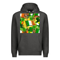Charcoal Heather Ireland flag with St. Patrick's Day  digital paper Premium Hoodie - BundleAndBundleShop