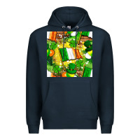 Navy Ireland flag with St. Patrick's Day  digital paper Premium Hoodie - BundleAndBundleShop