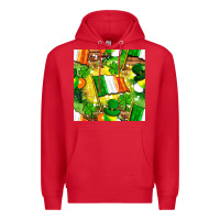 Red Ireland flag with St. Patrick's Day  digital paper Premium Hoodie - BundleAndBundleShop