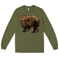 Army Green Grizzly Bear Long Sleeve Tee - HowdyJamesFarm