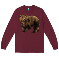 Burgundy Grizzly Bear Long Sleeve Tee - HowdyJamesFarm