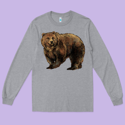 Grizzly Bear Long Sleeve Tee Designed By Howdyjamesfarm
