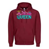 Burgundy birthday queen Zipper Hoodie - BundleAndBundleShop