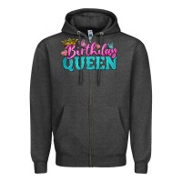 Charcoal Heather birthday queen Zipper Hoodie - BundleAndBundleShop