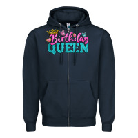 Navy birthday queen Zipper Hoodie - BundleAndBundleShop