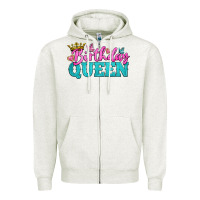 Oatmeal Heather birthday queen Zipper Hoodie - BundleAndBundleShop