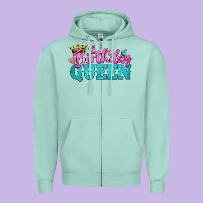 Birthday Queen Zipper Hoodie Designed By Bundleandbundleshop