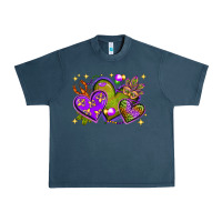 Midnight Navy Mardi Gras hearts Urban Heavy Tee - NancyCooperArtShop