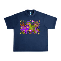 Navy Mardi Gras hearts Urban Heavy Tee - NancyCooperArtShop