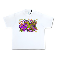 White Mardi Gras hearts Urban Heavy Tee - NancyCooperArtShop