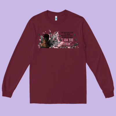 I Am The Storm With Girl And Butterflies Long Sleeve Tee Designed By Tumblerdesignbyshophia