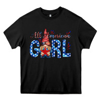 Black all american girl with gnome Heavy Core Tee - NancyCooperArtShop