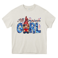 Cream all american girl with gnome Heavy Core Tee - NancyCooperArtShop