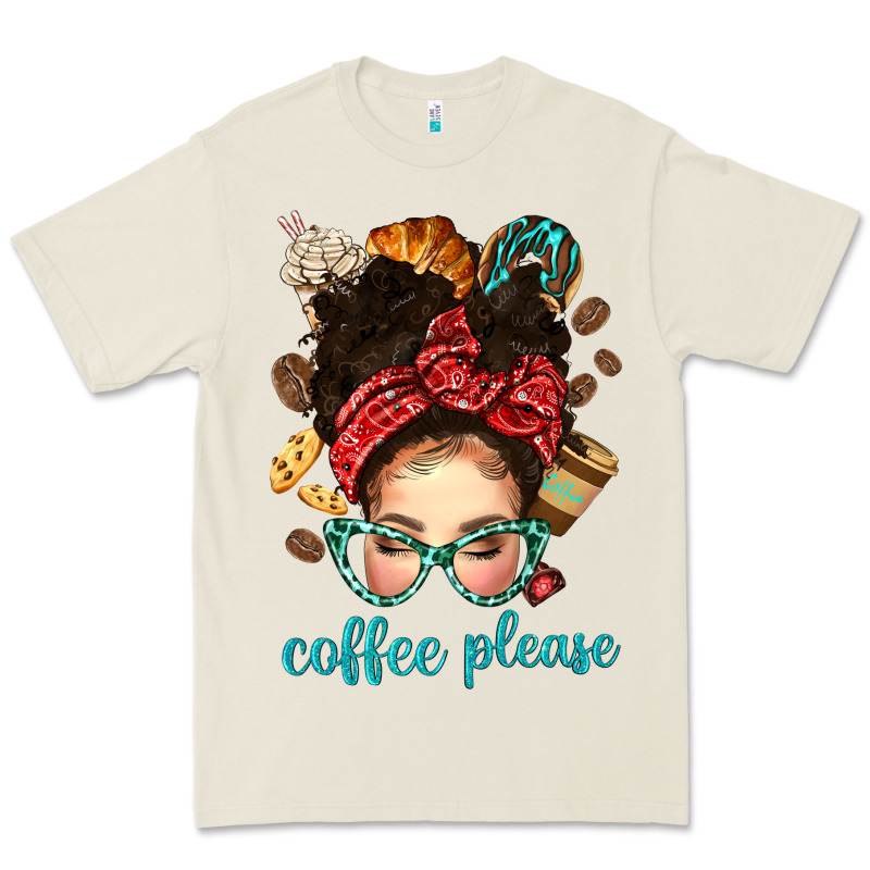 Coffee Please Messy Bun With Coffee Bean Bbs Premium Tee by BundleAndBundleShop | Teevron