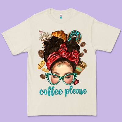 Coffee Please Messy Bun With Coffee Bean Bbs Premium Tee Designed By Bundleandbundleshop