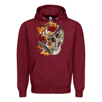 Burgundy skull kinda emotionless kinda emotional Zipper Hoodie - FaDigitalArtStudio