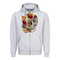 Heather Grey skull kinda emotionless kinda emotional Zipper Hoodie - FaDigitalArtStudio