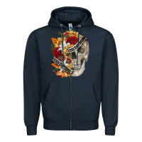 Navy skull kinda emotionless kinda emotional Zipper Hoodie - FaDigitalArtStudio