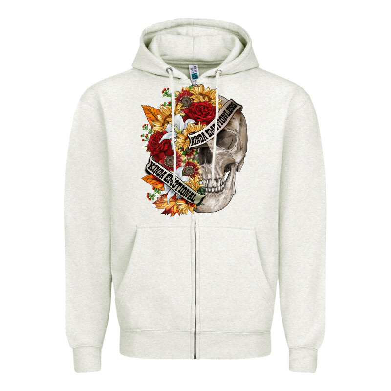 Skull Kinda Emotionless Kinda Emotional Zipper Hoodie by FaDigitalArtStudio | Teevron