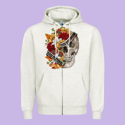 Skull Kinda Emotionless Kinda Emotional Zipper Hoodie Designed By Fadigitalartstudio