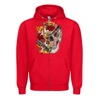 Red skull kinda emotionless kinda emotional Zipper Hoodie - FaDigitalArtStudio