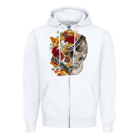 White skull kinda emotionless kinda emotional Zipper Hoodie - FaDigitalArtStudio