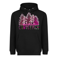 Black Merry Christmas pink  trees Heavyweight Hoodie - CowhideDigitalArt