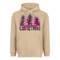 Mushroom Merry Christmas pink  trees Heavyweight Hoodie - CowhideDigitalArt