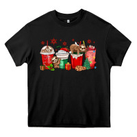Black christmas sloth coffee cups Heavy Core Tee - MaliasSmallBusiness