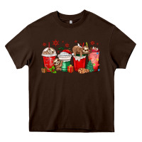 Chocolate Brown christmas sloth coffee cups Heavy Core Tee - MaliasSmallBusiness