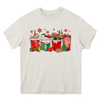 Cream christmas sloth coffee cups Heavy Core Tee - MaliasSmallBusiness