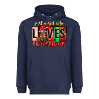 Navy just a girl who loves christmas Heavyweight Hoodie - CowhideDigitalArt