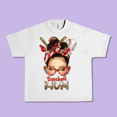 Baseball Mom Messy Bun Urban Heavy Tee Designed By Texasbilliewilder