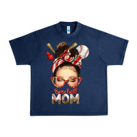 Navy Baseball Mom Messy Bun Urban Heavy Tee - texasbilliewilder